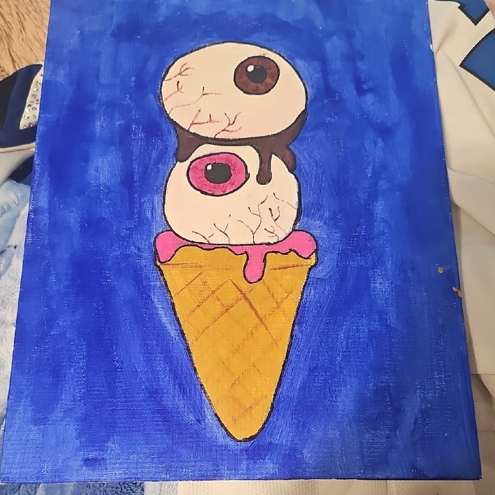 Blue Eyeball Ice Cream Art Print